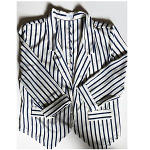 Off White Blue Striped Blazer